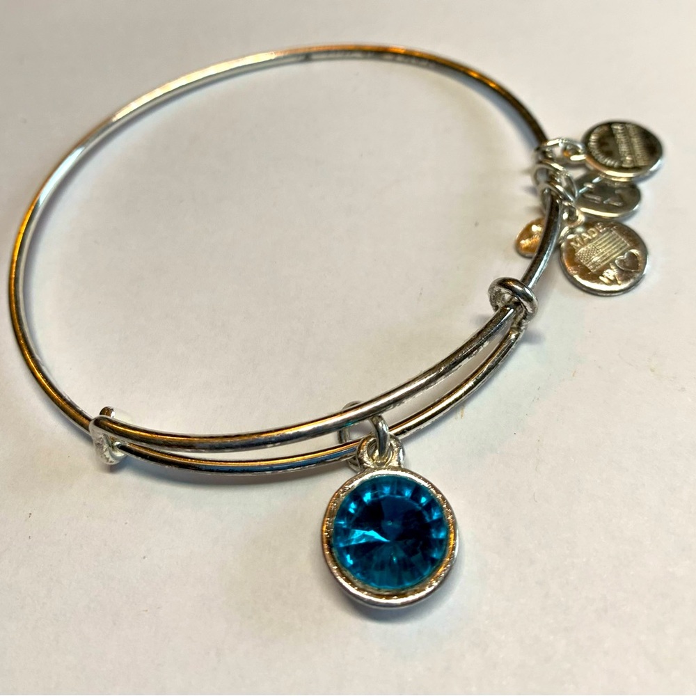 3/$20 Alex and Ani turquoise blue birthstone silver bracelet